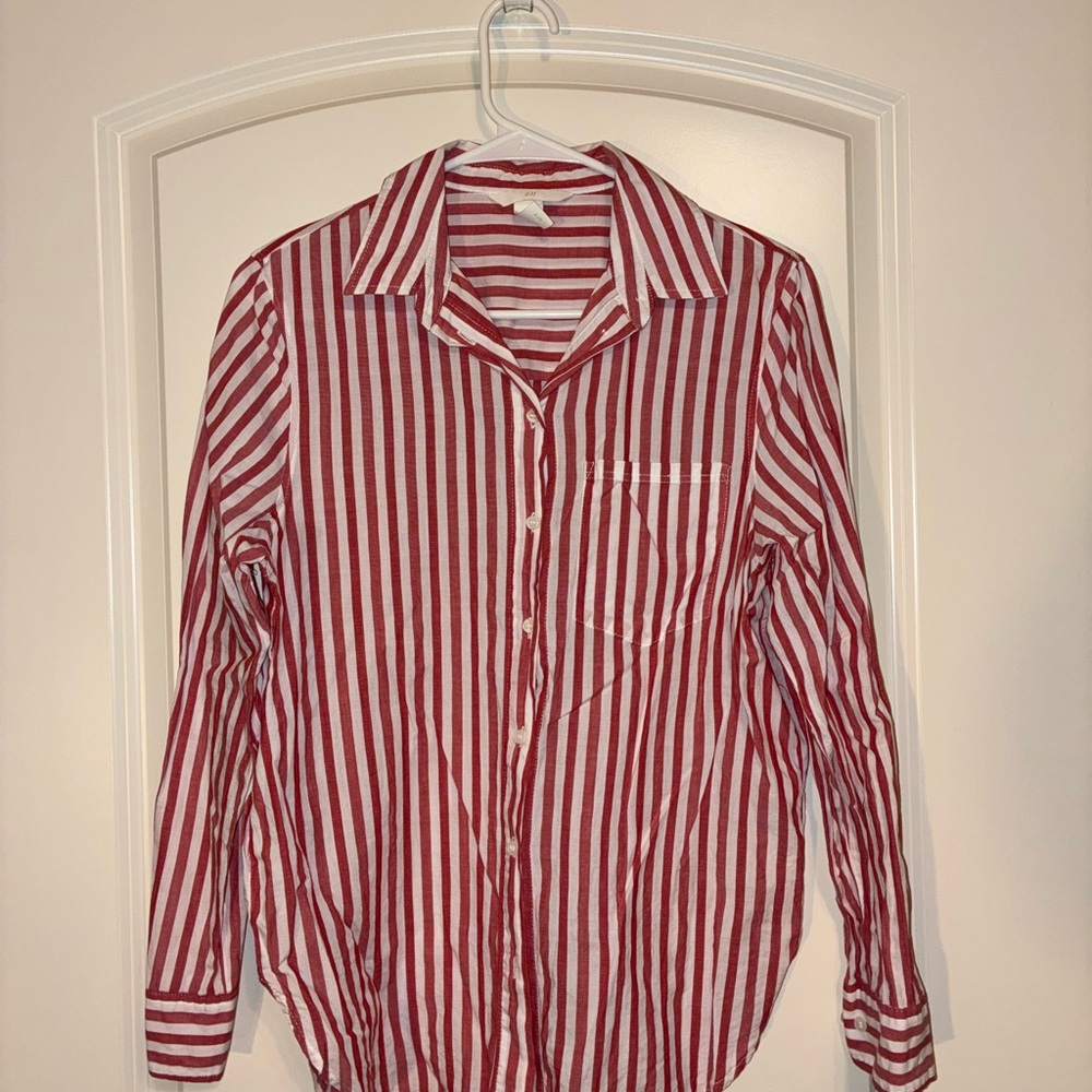 H&M Red and White Striped Shirt
